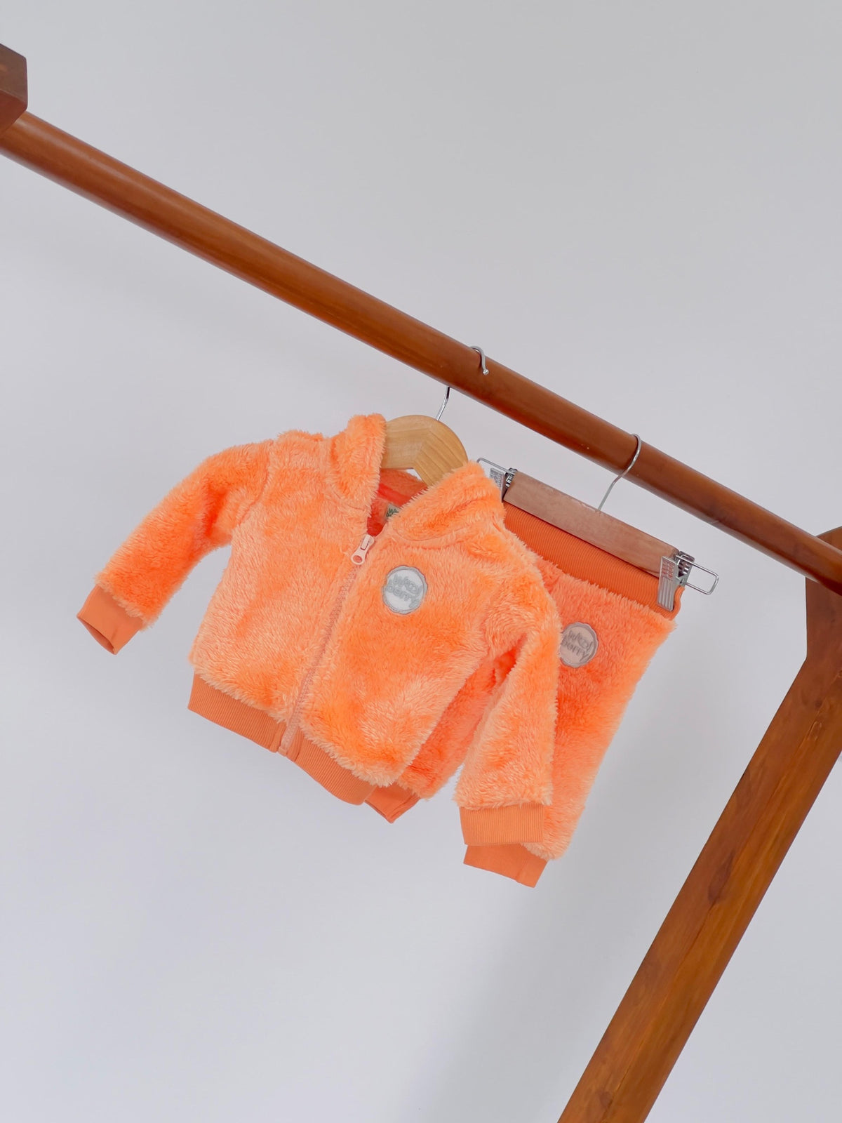 Woolberry plush hoodie and jogger set in Orange